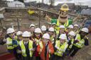 Pupils from Westbourne Primary School at the Oldfields Road construction site
