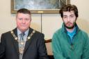 Mayor Arthur Hookway with Ollie Higgs who suffers from Crohn's disease.