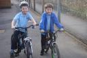 Children cycling to school as part of the Big Pedal Competition 2013
