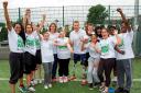Fun times: Katherine Grainger and Richard Whitehead join students at Southfields Academy to celebrate the start of Lloyds TSB National School Sport Week 2013