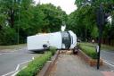 The overturned van in Belmont Drive