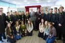 The Duke of Kent with Brooklands students at the new Ashford campus