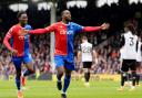 Crystal Palace's Jeffrey Schlupp celebrates after scoring to make the score 1-1 during the Premier League match at Craven Cottage