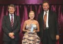 Left to right: Nigel Snook, chief executive of EDI, Apprentice of the Year Shauni O’Neill and David Way, deputy chief executive and chief operating officer of the National Apprenticeship Service (NAS)