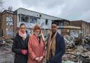 Councillor Rowenna Davis, MP Sarah Jones and Koby Yogaretnum at the site last month (Credit: Harrison Galliven)