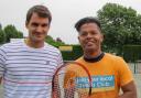 Roger Federer with Dr Ernesto Pinto from Dundonald Rec Tennis Club