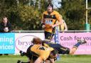 Try time: Esher's Andy Wright touches down for a try on Saturday
