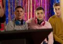 Parry Glasspool (centre) stars in Hollyoaks
