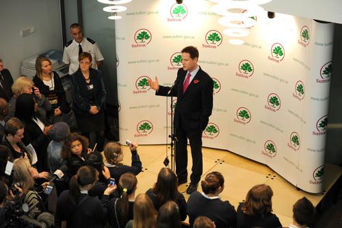Deputy Prime Minister Nick Clegg officially opened the Sutton Life Centre on October 27, 2010.
