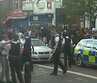 Crowds gathering in Croydon. Posted on Twitter by Milo-d