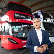 Mayor of London Sadiq Khan at West Ham bus depot, east London, where he called on the government for a long term funding deal for Transport for London (TFL) to avoid a managed decline in services after the existing deal expires