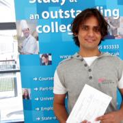 A grade: Abdul Wasi Siddique collects his GCSE results