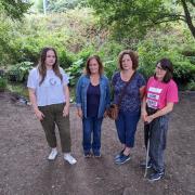 Connie Muir, Violeta Osoria, Sue Takwani and Amy Foster all want Thames Water to stop discharging sewage into the stream (photo: Tara O'Connor)