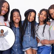 March Muses of Natalie Duvall (left) and Alison Burton (far right) with their daughters (second left to right) Sophia Dubier, Olivia Dubier and Kira Burton. The women, both from Croydon, south London, co-founded the diverse decorations company March