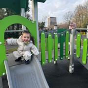 20-month-old Persephone at the new playground
