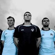 New dawn:  Chris Melling, second from the right, shows off the new kit with his London Broncos team mates