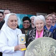 Sister superior, Clare Joseph, with June Whitfield