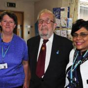 Barry Wallis and Pauline Graham with Dr Maria Joseph