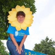 Past fundraising efforts: Begona Castro dressed as a sunflower to raise funds for St Raphael's Hospice in 2009