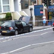 The three-car smash happened in Surbiton on Monday evening