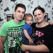 Leanne, her son Leo and her partner Wain