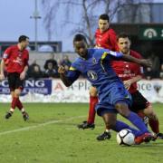 Homecoming: Former Don Mark Nwokeji, who has had his injury problems in the past, scored one goal in an 18-game spell with AFC Wimbledon 	Deadlinepix SP54680