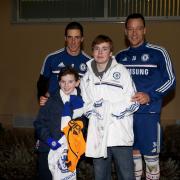 Dream team: Chelsea stars Fernando Torres and John Terry with Archie Wing and Thomas Green