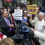 Nigel Farage said anti-Ukip campaigners did not stop him from coming to Croydon