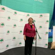 Ruth Dombey takes to the stage after the victory