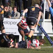 Comfortable: Tom Woolstencroft scores Rosslyn Park’s first try in a straight-forward derby win at Esher              All pictures: David Whittam
