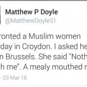'Mealy mouthed' Croydon man's tweet about a Muslim woman at centre of internet storm