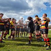 Happy days: Richmond enjoy that winning feeling after sealing the National League One title at Hartpury College   Pic: Roger Wooldridge