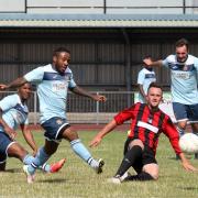 Goal men: Karl Douglin,pictured, and Jason Pinnock fired Croydon into the next round of the FA Cup last weekend