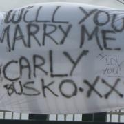 Will you marry me? The banner on the A217