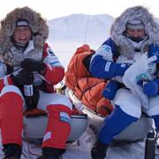 Pen Hadow and Ann Daniels while preparing for the expedition in Broughton Island, Canada