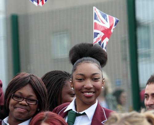 The Queen visited St Mark's Academy in Mitcham as part of her Diamond Jubilee tour. May 15 2012.