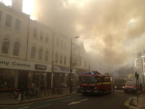 Smoke engulfed Kingston town centre during a fire at an office block