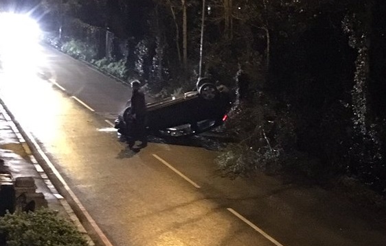 Calls for speed cameras to be introduced after car flips over in Cheam