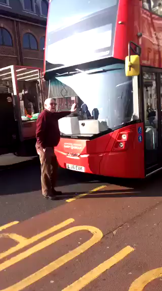 VIDEO: Disgruntled man holds up Putney bus for 20 minutes after it refuses to pick him up