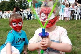 Face paint: Harvey Nichall, two, and his brother Callum, four