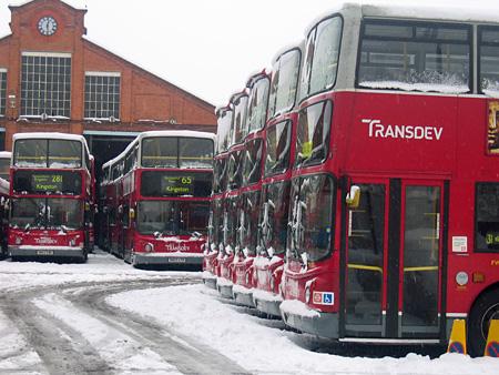 Buses going nowhere at Fulwell Garage. From Peter Boyton of Hampton Hill