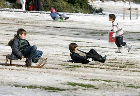 ...many of whom went for a sleigh ride down the slope. Picture: Hakan Yazici