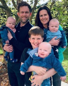 Susie and Andy with their triplets, Vinnie, Eddie and Max. Credit: St George\s