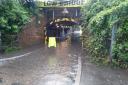 A flooded road in south London after heavy rainfall. ( @DanHolden85 )