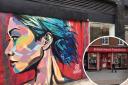 Street art decorates the side of a closed shop front on Croydon High Street. Image: @lando_j