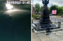 CCTV footage of the incident / The Bermondsey and Rotherhithe war memorial (Image: LDR Grainne Cuffe)