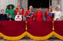 The King, Queen and other senior royals on the balcony of Buckingham Palace, London, to view the flypast following the Trooping the Colour ceremony (PA)