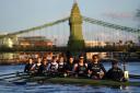The Oxford Men's team during a training session on the River Thames in London
