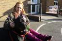 Jeanette Nathan took her dog Raja to the Ark Oval polling station