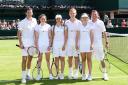 Learn from the best: Jodie Lawrence-Taylor, third from left, and Alice Klugman, second from right, with former British number one Tim Henman, far left